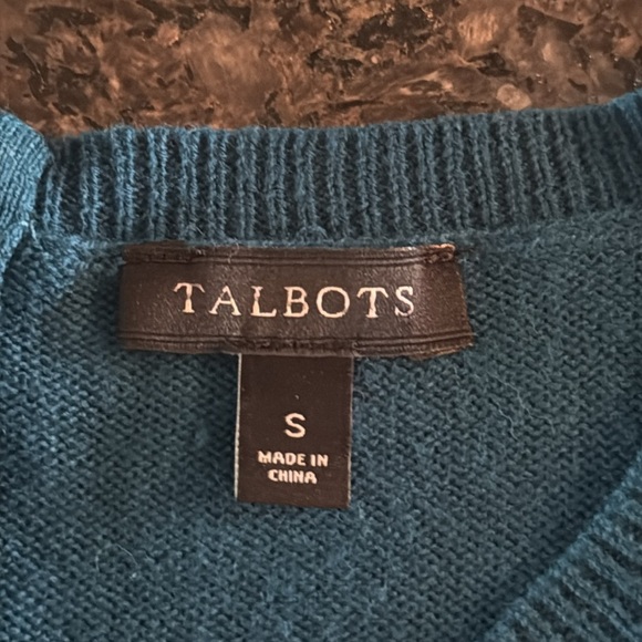 Talbots Teal Lambswool Blend Hedgehog Pullover Sweater - Picture 7 of 8